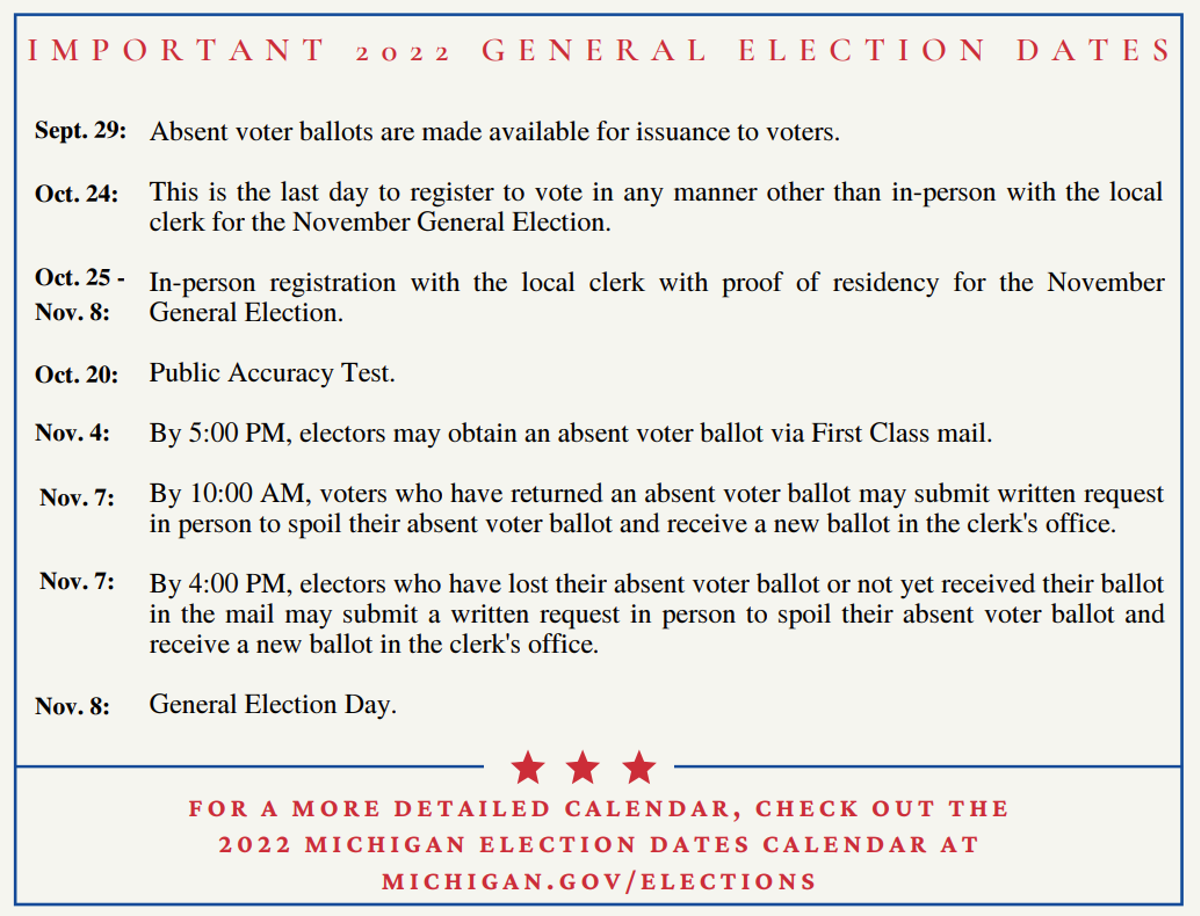 Graphic showing the important general election dates. 