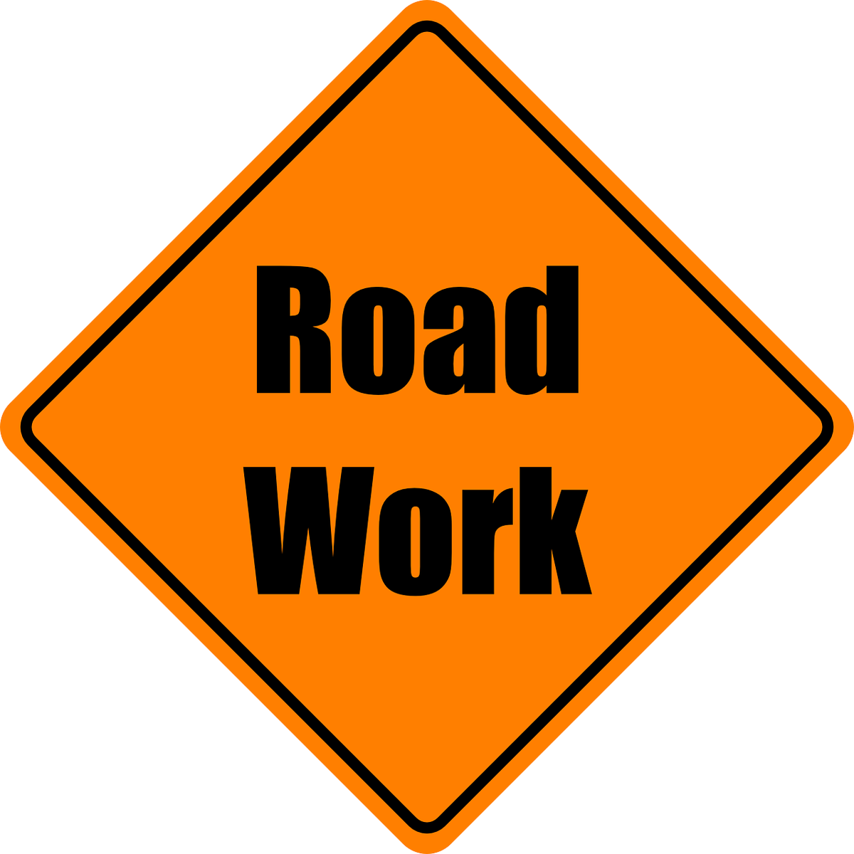Road work sign. 