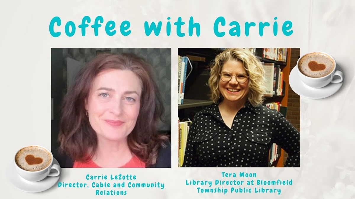 Two pictures of women next to each other with coffee graphics next to them. 